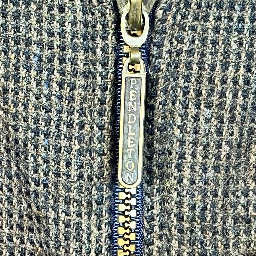 Pristine Pendleton Bomber Jacket Houndstooth Wool… - image 5